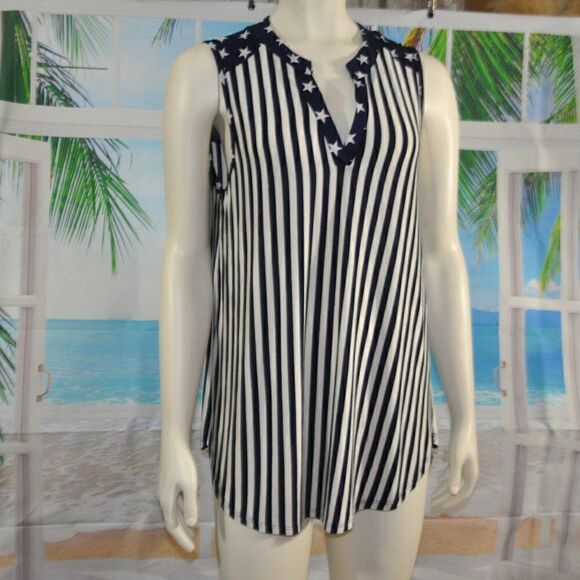 Sew in Love Navy & White Stripes and Stars Top - New without Tags - Picture 1 of 3